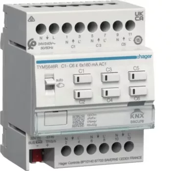 HAGER TYMS646R grelni aktuator 6-kanalni KNX Secure s krmilnikom