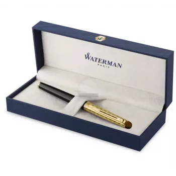 Waterman Hemisphere kemični svinčnik, fin, sijoče črn s kromiranimi oblogami, darilna škatla 2225136