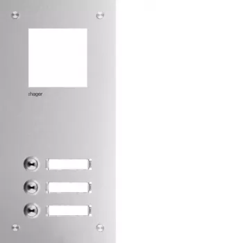 Hager RTQ103X sprednja plošča za domofon Mono, 3 gumbi za klic, srebrno eloksiran aluminij