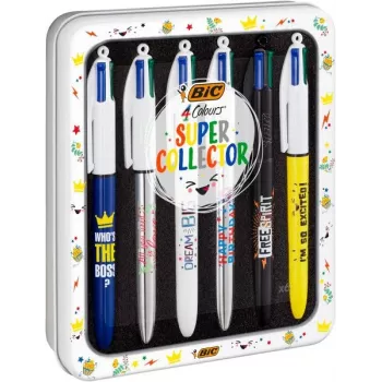 BIC 4 Colours kemični svinčnik, 6 kosov, modro ohišje, 4 barve črnila (modra, rdeča, zelena, črna), 1,0 mm srednja konica 9926071