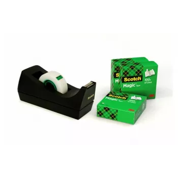 3M Scotch C38 črni namizni odvijalnik traku s 4 zvitki 810 Magic Tape 19mm x 33m C38SM4S