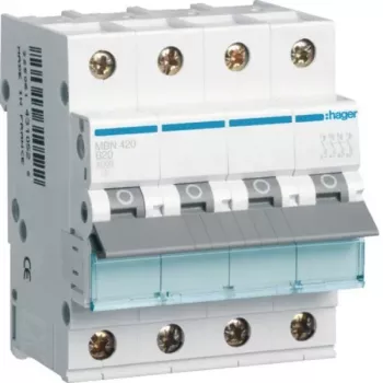 Hager MBN420 4-polni odklopnik z zaščito voda karakteristika B 20A 6kA