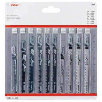 Bosch set listov za vbodno žago les 2607011169 10 kosov T-držalo HCS