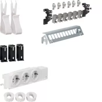 HAGER UM00M1 multimedijski razdelilni set s 3 vtičnicami Schuko in 12 vrati RJ45 Cat.6 patch, 24 TE