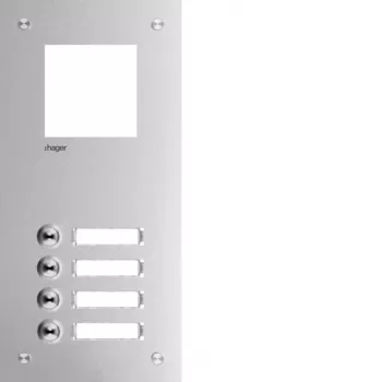 Hager RTQ104X sprednja plošča domofona, 4 tipke, aluminij