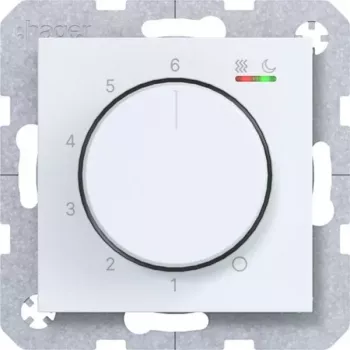Hager WAN5011WM sobni termostat 230V 15W vrtljivi/potisni gumb ogrevanje/hlajenje polarno bel