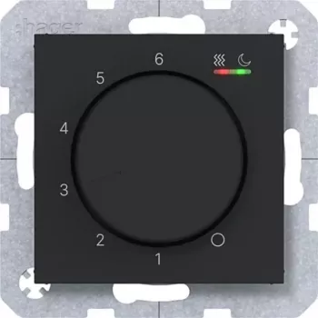HAGER WAN5010BM sobni termostat 230V 16A vrtljivo/tipkasto upravljanje ogrevanje