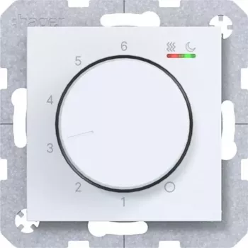 HAGER WAN5010WM sobni termostat 230V/16A vrtljivi/potisni gumb za ogrevanje