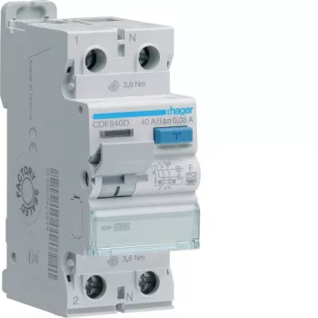 HAGER CDF540D zaščitno stikalo na diferenčni tok 2P 40A 30mA tip F 10kA