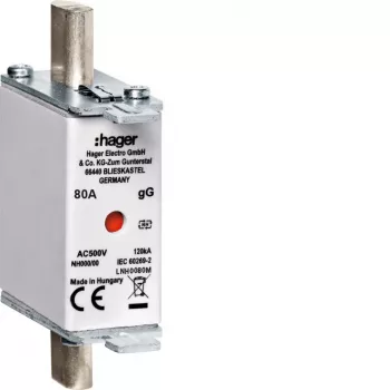 Hager LNH0080M NH000 500V gG 80A varovalka z kombiniranim indikatorjem