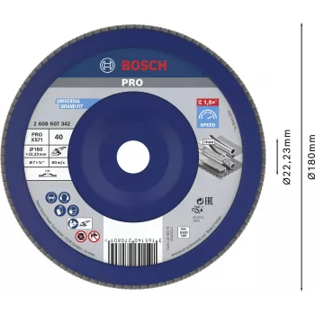 Bosch X571 Best for Metal lamelna brusilna plošča, premer 180 mm, izvrtina 22,23 mm, cirkonijev oksid, zrnatost 40, 1 kos 2608607342