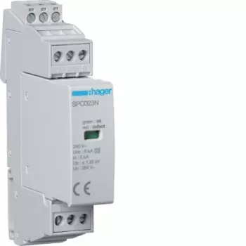 Hager SPC203N prenapetostni odvodnik tipa 3 1P+N Uc 264V In 5kA Up 1,25kV z daljinskim signalnim kontaktom