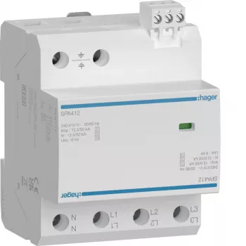 HAGER SPA412 kombinirani prenapetostni odvodnik tip 1+2+3, 12,5kA, TNS/TT, 4-polni, 230/400V