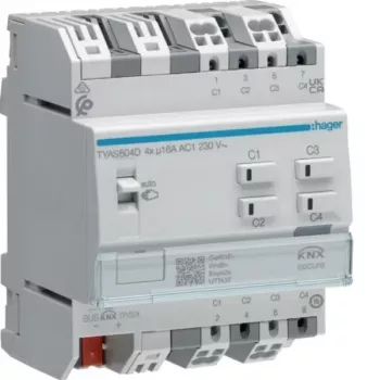 Hager TYAS604D KNX Secure stikalni/žaluzijski aktuator 4/2-kanalni 16A C-Load