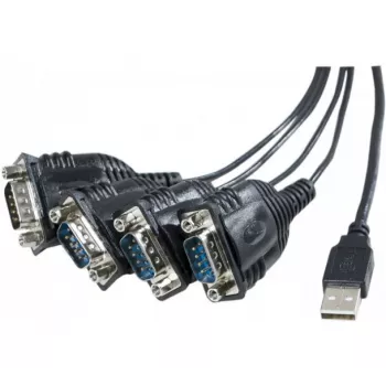 Exertis Connect adapter kabel USB na serijski, vtič USB-A na vtič DB-9, 1,3 m, narebričeni vijaki, črn 040344