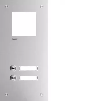 Hager RTQ102X sprednja plošča za domofon, mono, 2 tipki za klic, aluminij
