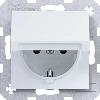 Hager WAS1110WM vtičnica SCHUKO s samozapiralnim poklopcem, IP44, polarna bela