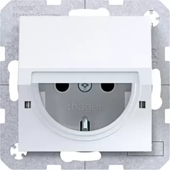 HAGER WAS1212WG Witty vtičnica SCHUKO s poklopcem, podometna, polarna bela