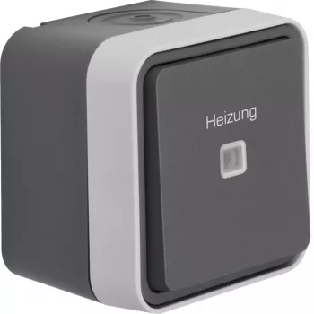 Hager WNC016 nadometno ogrevalno preklopno stikalo z oznako za ogrevanje, IP55, sivo