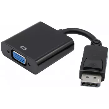 Exertis Connect adapter DisplayPort 1.2 na VGA s stereo zvokom, aktivni, DisplayPort vtič na VGA vtičnico, črn (127370)