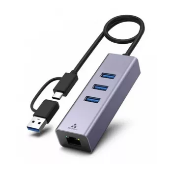 Exertis Connect USB 3.1 Gigabit Ethernet omrežni adapter z USB zvezdiščem in pretvornikom Type-C (310763)