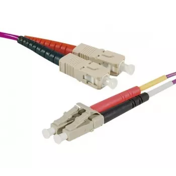 Exertis Connect LC/UPC na LC/UPC OM4 večrodovni dupleks Uniboot patch kabel, 1m, erika vijolična, LSZH 392951