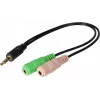 Exertis Connect CTIA adapter za slušalke - 3,5mm TRRS na dvojni TRS (razdelilnik za slušalke/mikrofon) 721135