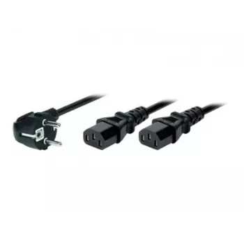 TECLINE Y razdelilni napajalni kabel, kotni Schuko vtič na 2x IEC C13 vtičnici, 1,8 m, črn 808410