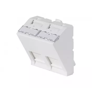 EXERTIS CONNECT vložek plošče 45x45mm za 2 modula Keystone, 30°, signalno bela RAL 9003 911711