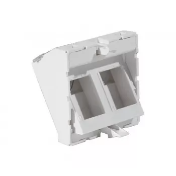 EXERTIS CONNECT vložek plošče 45x45mm za 2 modula Keystone, 30°, signalno bela RAL 9003 911711