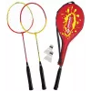 SCHILDKROT badminton set za 2 igralca, rdeče-rumen, kaljeni jekleni loparji, rekreativna kakovost, 970902
