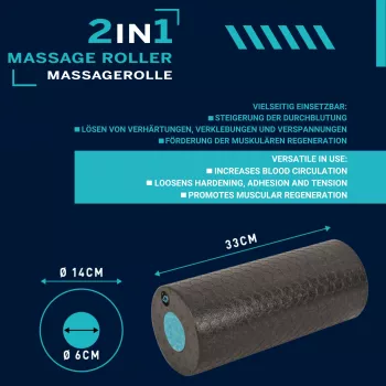 SCHILDKROT 2-v-1 komplet masažnih valjev črn/moder EPP pena 960237