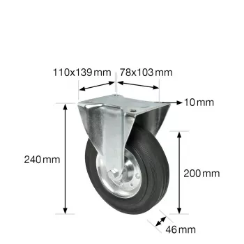 Wagner design yourself fiksno kolesce RO 8200 srebrno, 50 mm kolo, nosilnost 50 kg, pocinkano jeklo 4820001