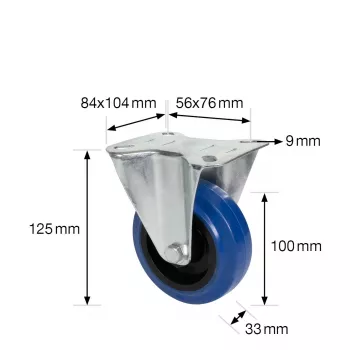 Wagner design yourself fiksno kolo RO 8700, 75 mm, modro-siva tekalna površina, nosilnost 50 kg, ploščata montaža 4870001