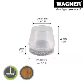 Wagner design yourself EH 0564 kapice za noge stolov plastika Ø 2,2-2,8 cm 4 kosi (15056499)