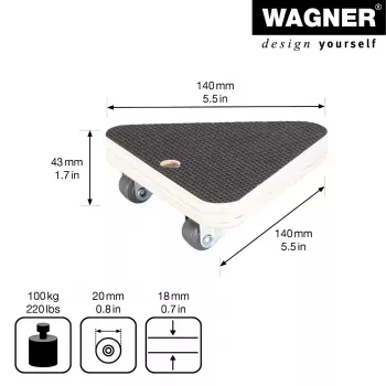 Wagner design yourself transportno kolesce MM 1314 rjavo 140 x 140 x 43 mm do 100 kg (20131401)