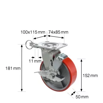 Wagner design yourself vrtljivo kolo za velike obremenitve RO 0115 rdeče 100 mm 150 kg 4011501