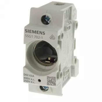 Siemens 5SG17021 D02 1-polno 63A podnožje varovalke, 400V AC, vijačna pritrditev, sivo