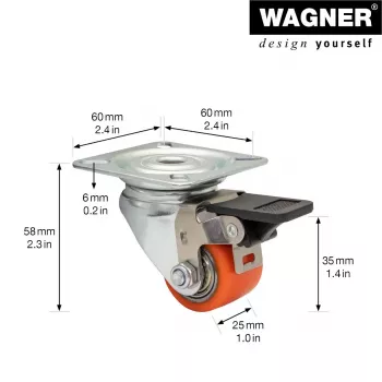 Wagner design yourself težko vodilno kolo RO 7935 rdeče 75 mm 100 kg 4793501
