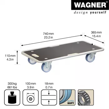 Wagner design yourself transportni voziček MM 1345, rjav, 36,5 x 74,0 x 14,5 cm, do 300 kg (20134501)