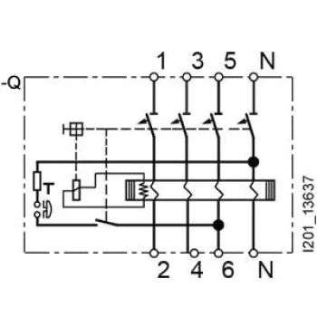 Siemens SENTRON 5SV36448 zaščitno stikalo na diferenčni tok, tip A, 40 A, 300 mA, 4-polno, 400 V, selektivno