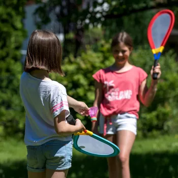 SCHILDKROT komplet velikanskih loparjev, modro-rdeč, povečani loparji z mrežo 970150