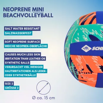 SCHILDKROT neopren mini odbojkarska žoga velikost 2 mehka tekstilna površina odporna na slano vodo 970342