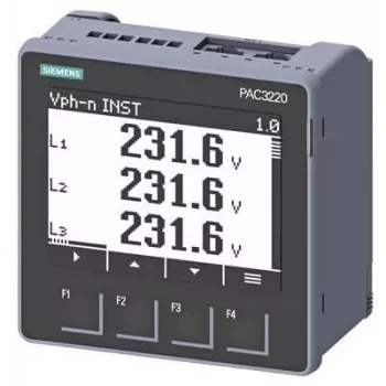 Siemens SENTRON PAC3220 merilnik moči, Modbus TCP, LCD, 96x96mm vgradnja v stikalno ploščo, 690/400V AC, 24-60V DC pomožna napetost, vijačne sponke 7KM32201BA011EA0