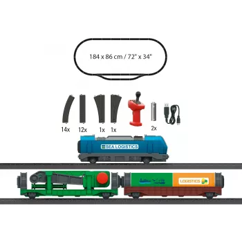 Märklin 29349 H0 začetni set kontejnerske logistike z dizelsko lokomotivo serije 232 in 3 kontejnerskimi vagoni