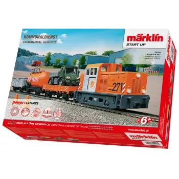 Märklin Start up 029296 H0 začetni set komunalna služba z dizelsko ranžirno lokomotivo in 2 prekucnima vagonoma