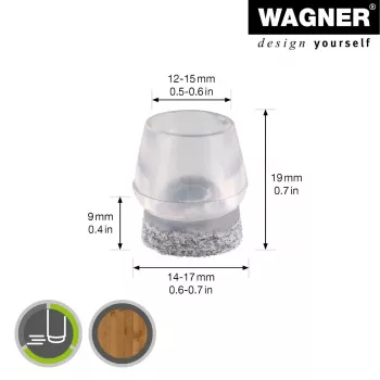 Wagner design yourself EH 0555 zaščitne kapice za noge stolov plastika Ø 14-17 mm 4 kosi (15055599)