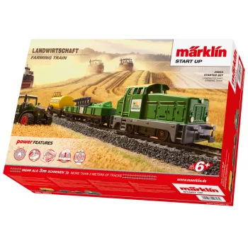 Märklin 29653 H0 začetni set kmetijstvo – digitalna parna lokomotiva BR 81 z mfx+ zvokom, Mobile Station 3, oval C-tir, vagoni s traktorjem in balami sena