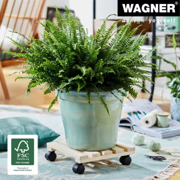 WAGNER design yourself podstavek za rastline GH0037, bukov les, bež, kvadraten, 29 x 29 x 8,3 cm, nosilnost 100 kg 20003701