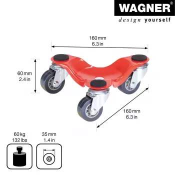 Wagner design yourself transportno kolesce MM 1193 rdeče 160 x 160 x 60 mm, nosilnost 60 kg, 4 vrtljiva kolesca (20119301)